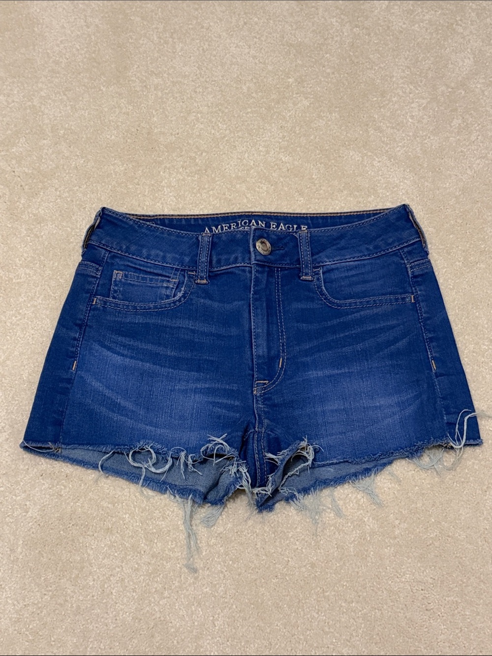 American Eagle Outfitters Indigo Frayed Hem Denim Cutoff Shorts